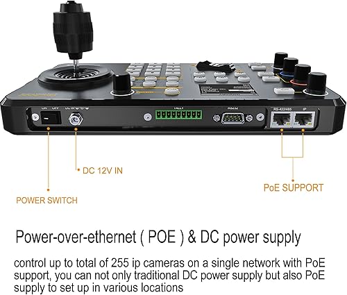 Miniatura 3 de AVMATRIX IP y serie PTZ-Camera-Controlador PoE NDI PTZ Controlador Teclado con 4D Joystick para transmisión en vivo, PTZ Teclado de red Visca PELCO