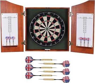 Centerpoint Bristle Dartboard and Solid Wood Cabinet - Dark Cherry Finish