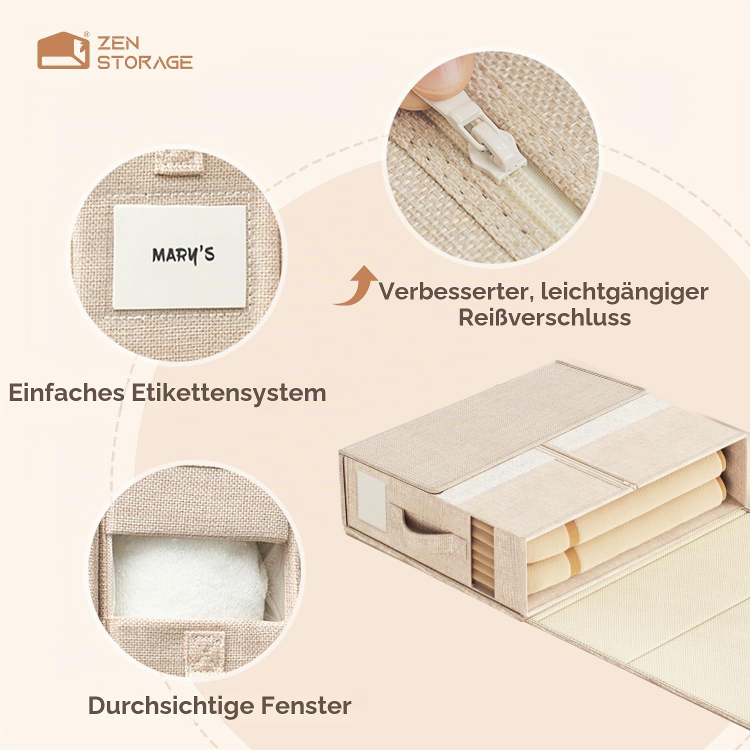 Bettwäsche-Organizer 6er-Set für den Kleiderschrank, Beige