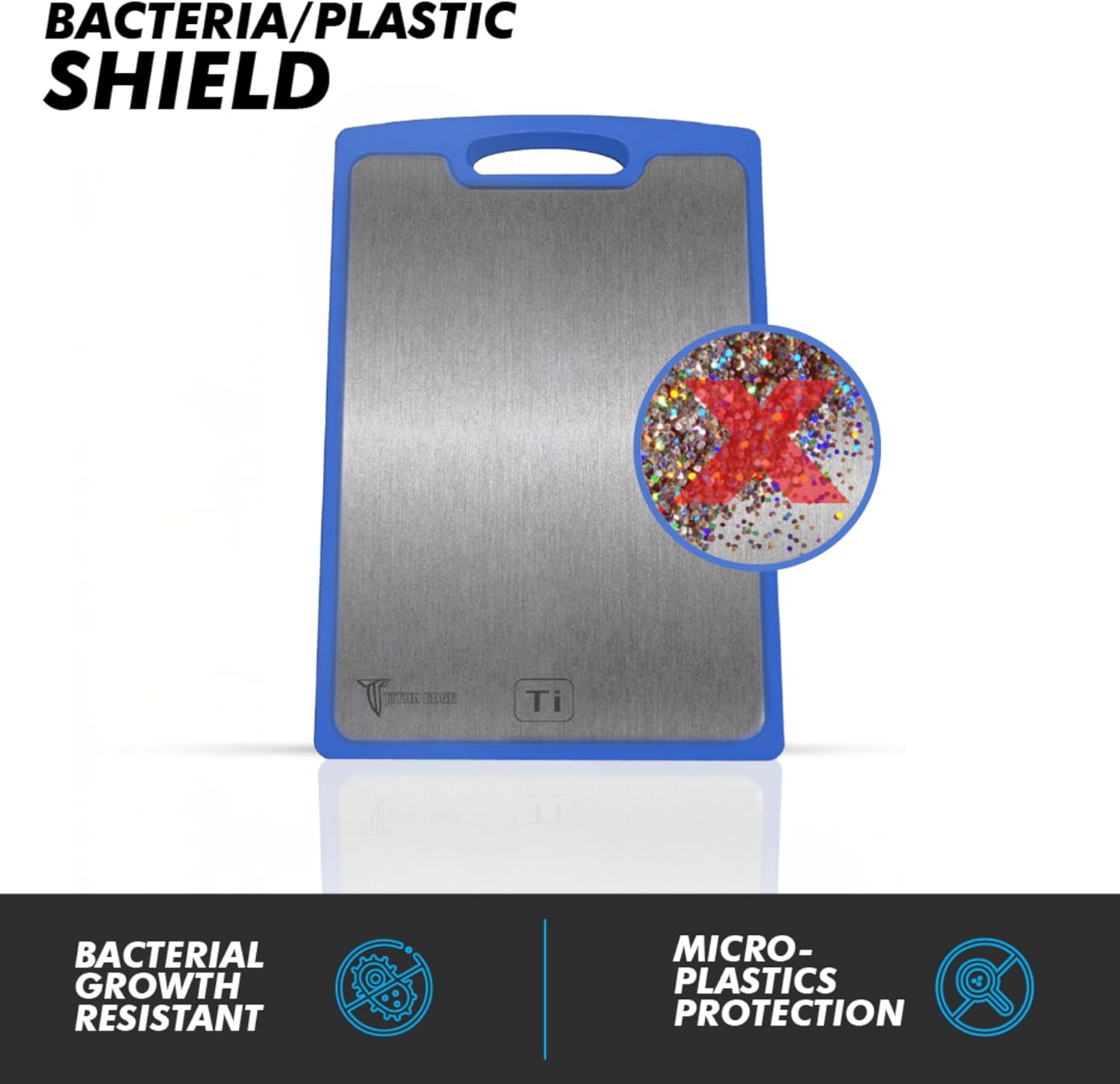 Titanium Cutting Boards for Kitchen - Dual Sided Cutting Board with Pure Titanium and Wood Surface, Durable Chopping Board, Easy to Clean with Juice Groove - Large 15 x 10 (Blue)