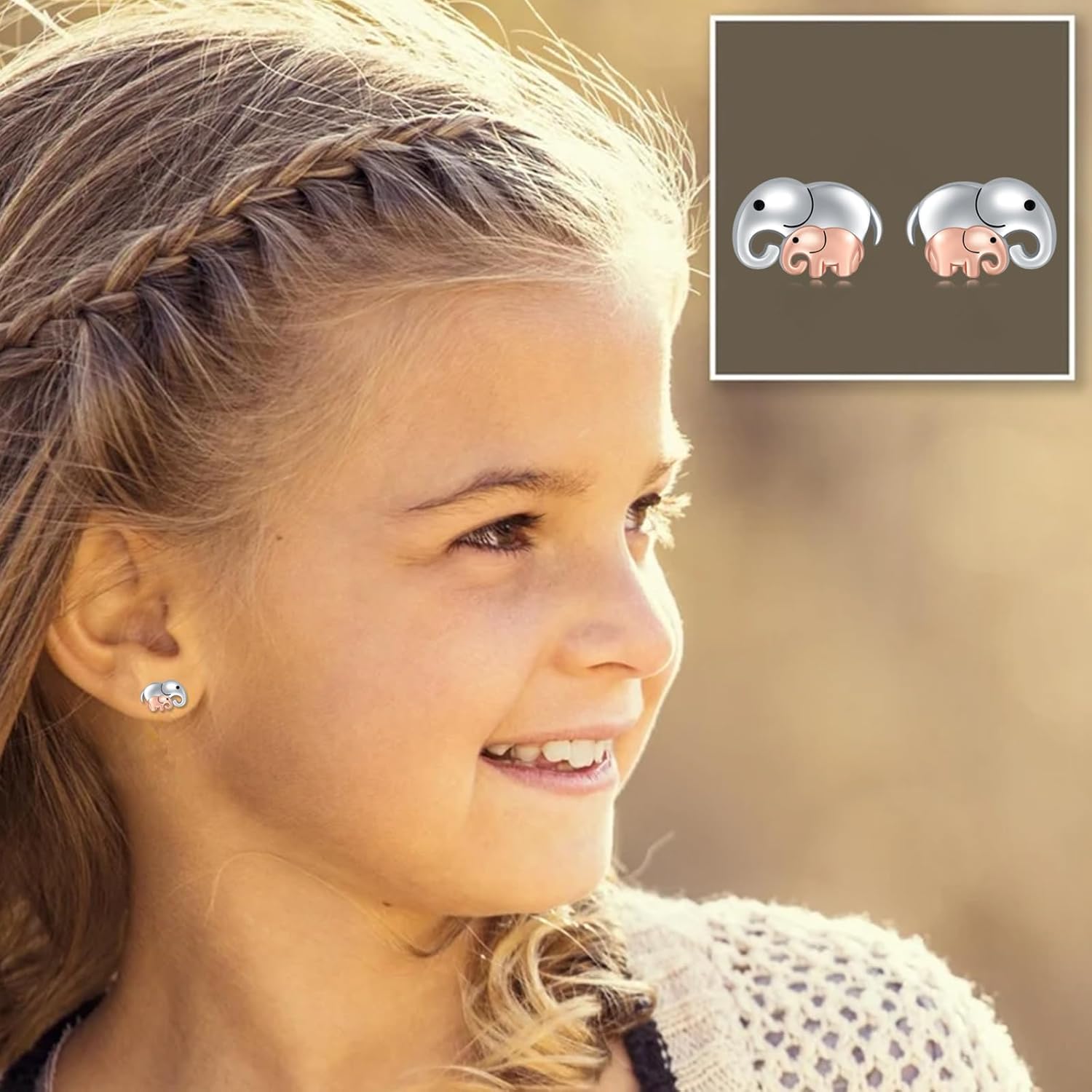 Mom Daughter Elephant Earrings 925 Sterling Silver Elephant Earrings Hypoallergenic Mother Daughter Earring Animal Jewelry Mother's Day Gifts for Women Mama Daughters Wife