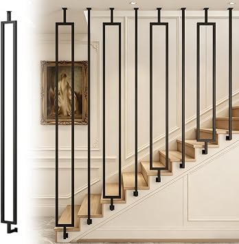 Customizable Staircase Balusters, Side-Mounted Metal Baluster for Level and Slope Staircases, Household & Commercial Baluster Column for Prevent FallingStyle A,24in61cm