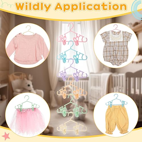 Miniatura 70 de Hsei Baby Hangers with Clips, Plastic Kids Pants Hangers for Nursery Closet, Top and Bottom Clothes Hanger Set for Newborn Child Infant Toddler Boys