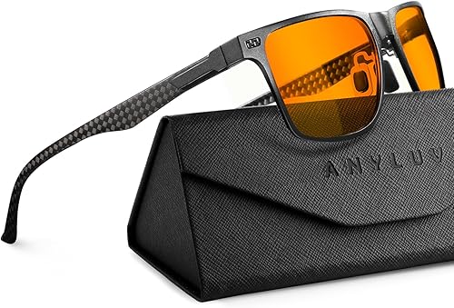 ANYLUV Gafas de luz azul para hombre, lentes de fibra de carbono mejoradas para computadora de juegos para hombres y mujeres, lentes transparentes