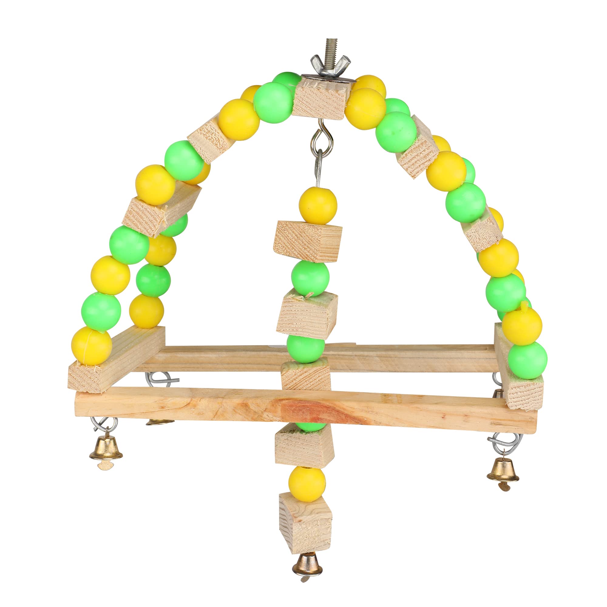 Emily Pets Bird Toys Parrot Swing Toy with Colorful Wooden Beads Bells and Pet Bird Cage Hammock Hanging Chew Toys, Conures, Macaws, (Multicolor, L 22 X W 10.5 x H 25 cm) (B09PF26DPD) Amazon Price History, Amazon Price Tracker