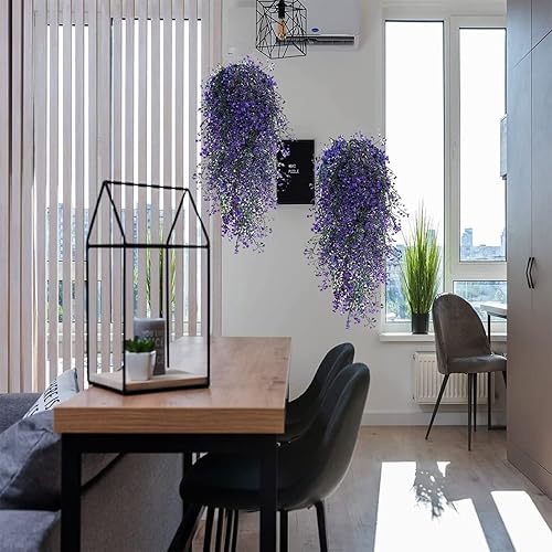 Miniatura 6 de Plantas falsas colgantes, 4 piezas de hojas de eucalipto sintéticas, plantas de vid vegetales, plantas de hiedra falsa, decoración de habitación,