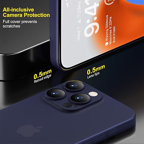 Miniatura 4 de memumi Funda delgada para iPhone 15 Pro de 0.012 in, ligera, cubierta de lente de cámara, protección completa PP acabado mate, cubierta trasera