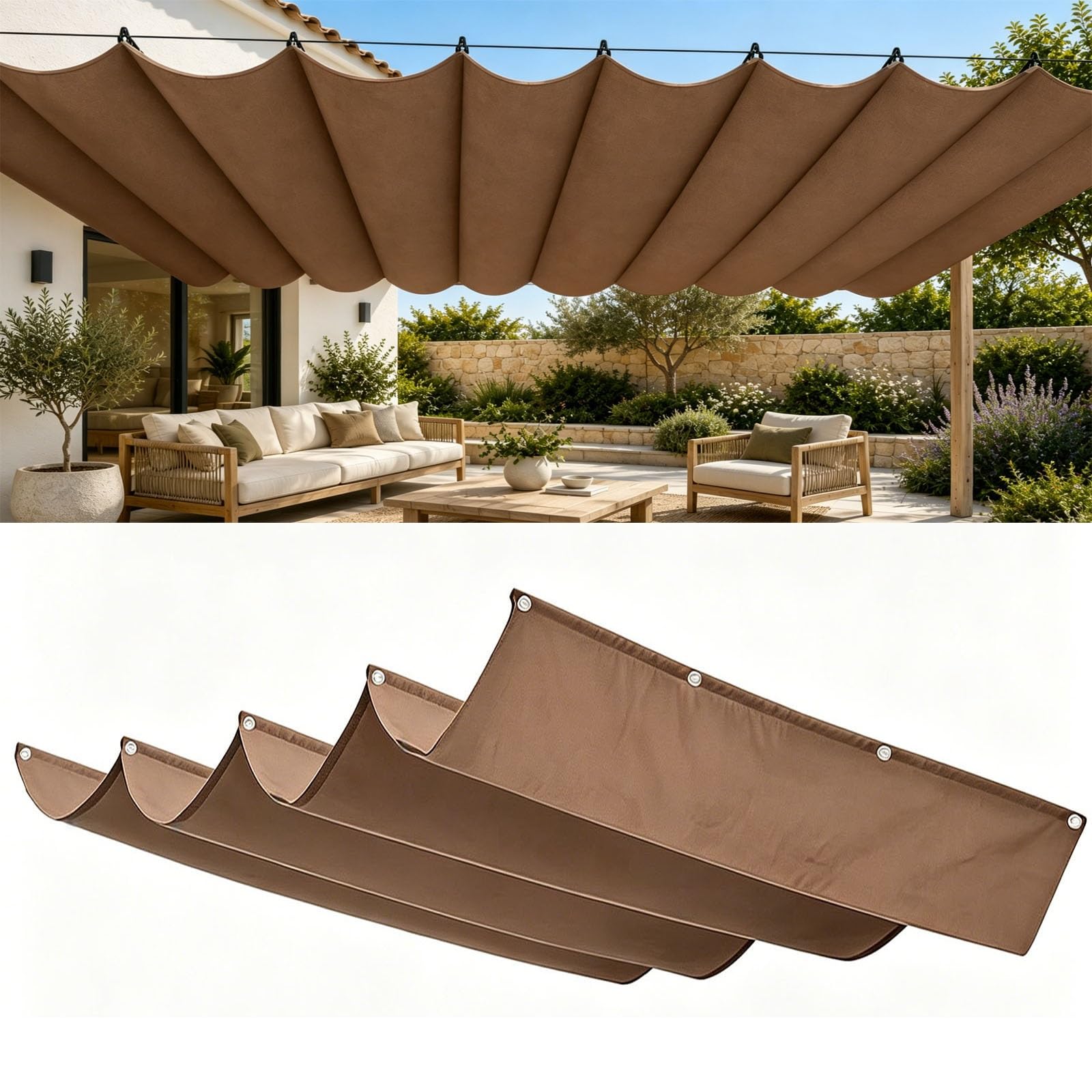 Voile d'ombrage vague contre le vent design haut de gamme brun