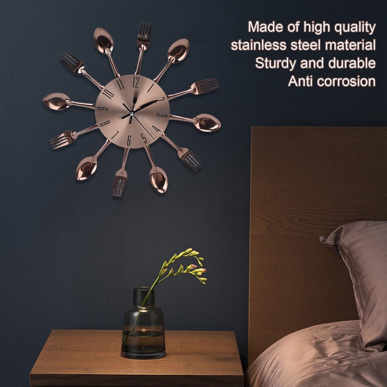 Kitchen Cutlery Wall, Kitchen Wall Clock Multipurpose Cutlery Kitchen Utensil Clock for Kitchen Restaurant Home Decor