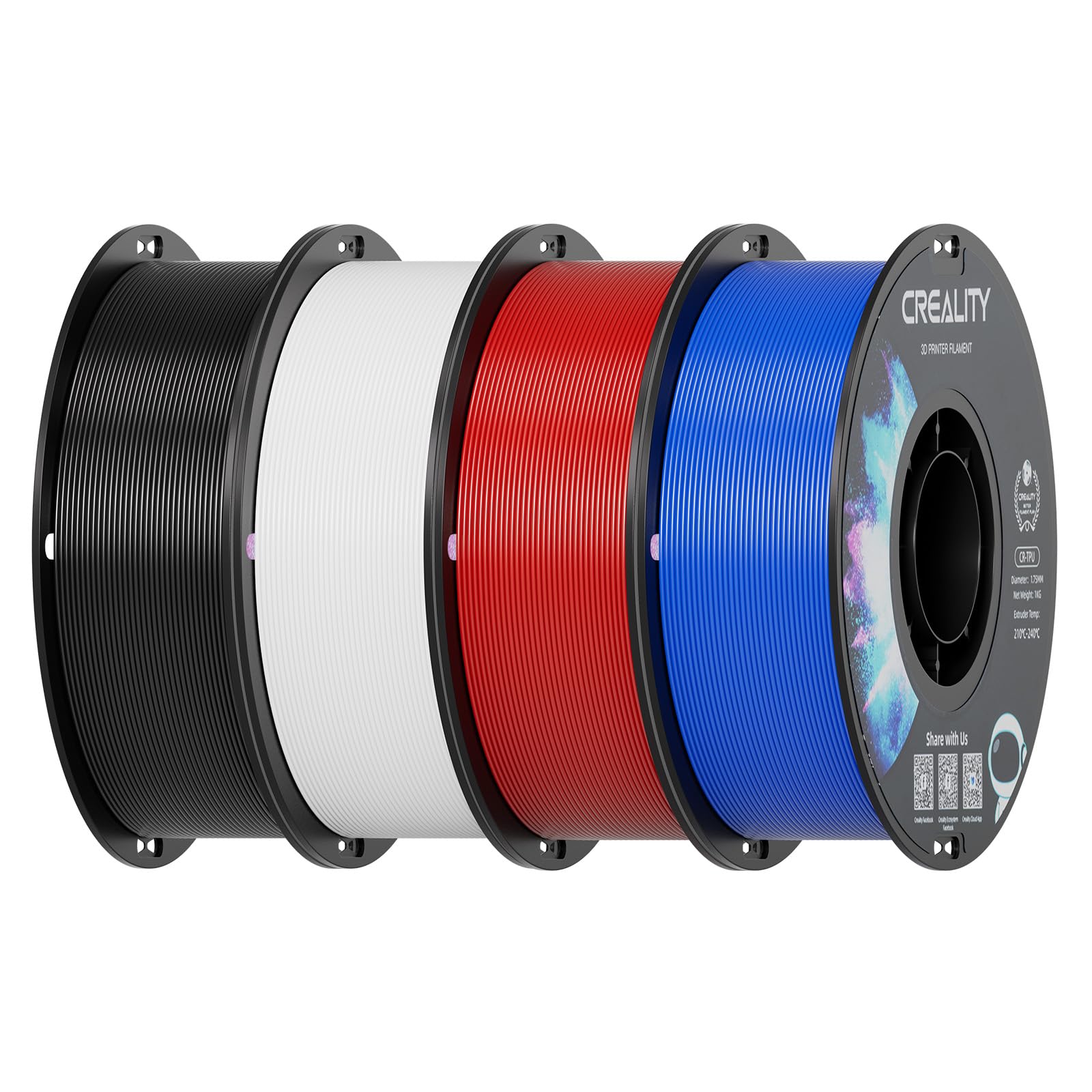Creality TPU 95A Flexible 3D Printer Filament 1.75mm, 4kg Bundle
