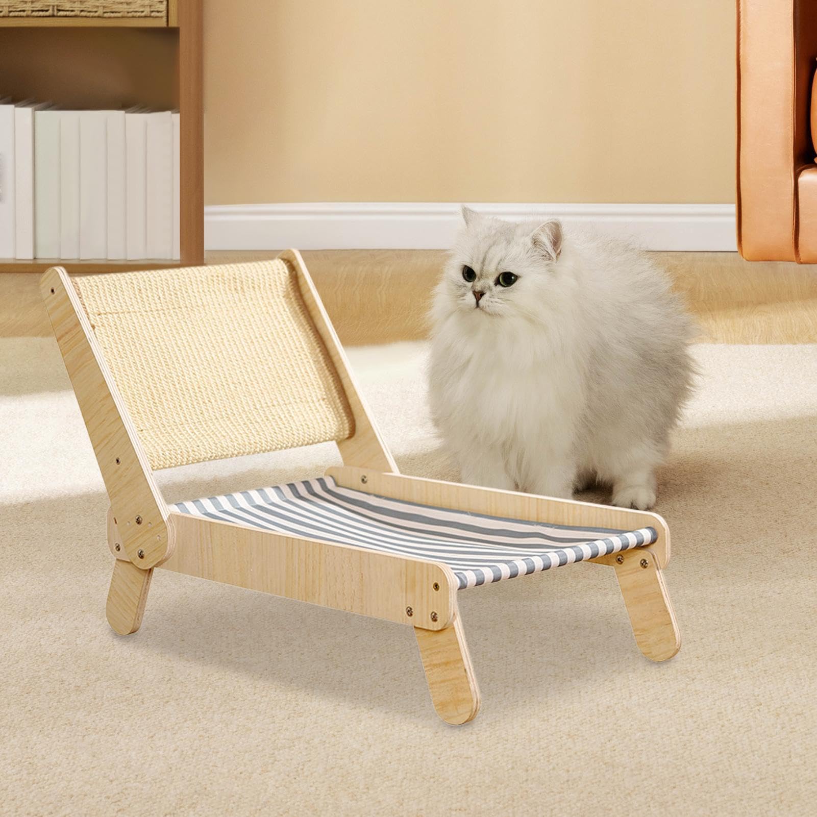 Scratteur de Chaise de Salon pour Chats, Chaise de Plage Hamac Cat Chaise à | Grand salon réglable en 4 positions pour chaton petit et moyen