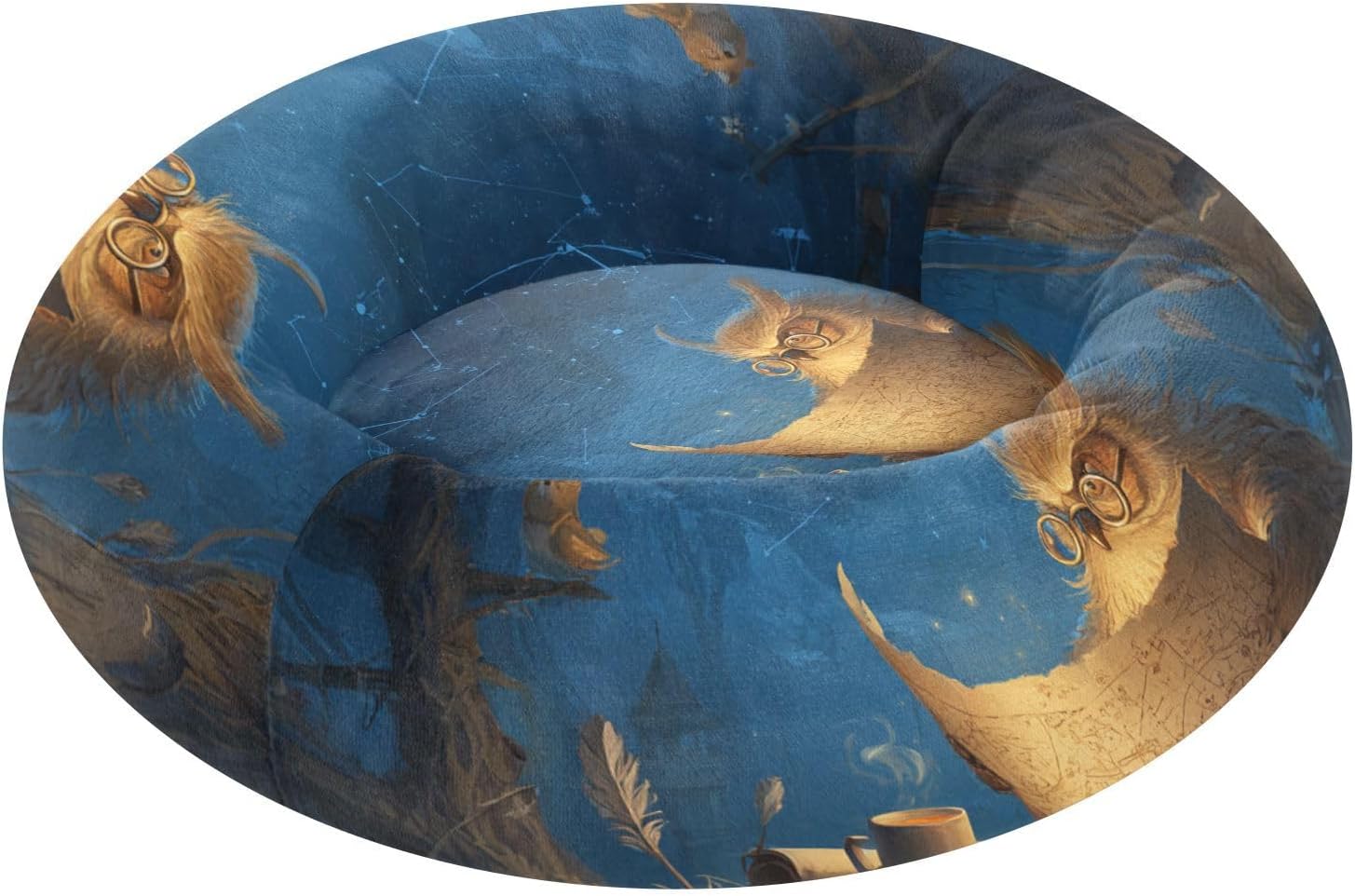 Mystic Owl Galaxy Night Pet Dog Beds Relieve Stress Dog Pillow Bed for Small Size Pets Sleeping M