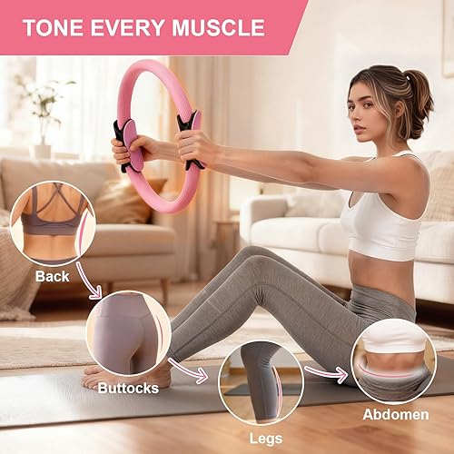 Miniatura 2 de Kit de pilates para mujer  14 piezas de equipo de pilates con anillo de pilates y bola, 5 bandas de resistencia, etc. Accesorios para principiantes