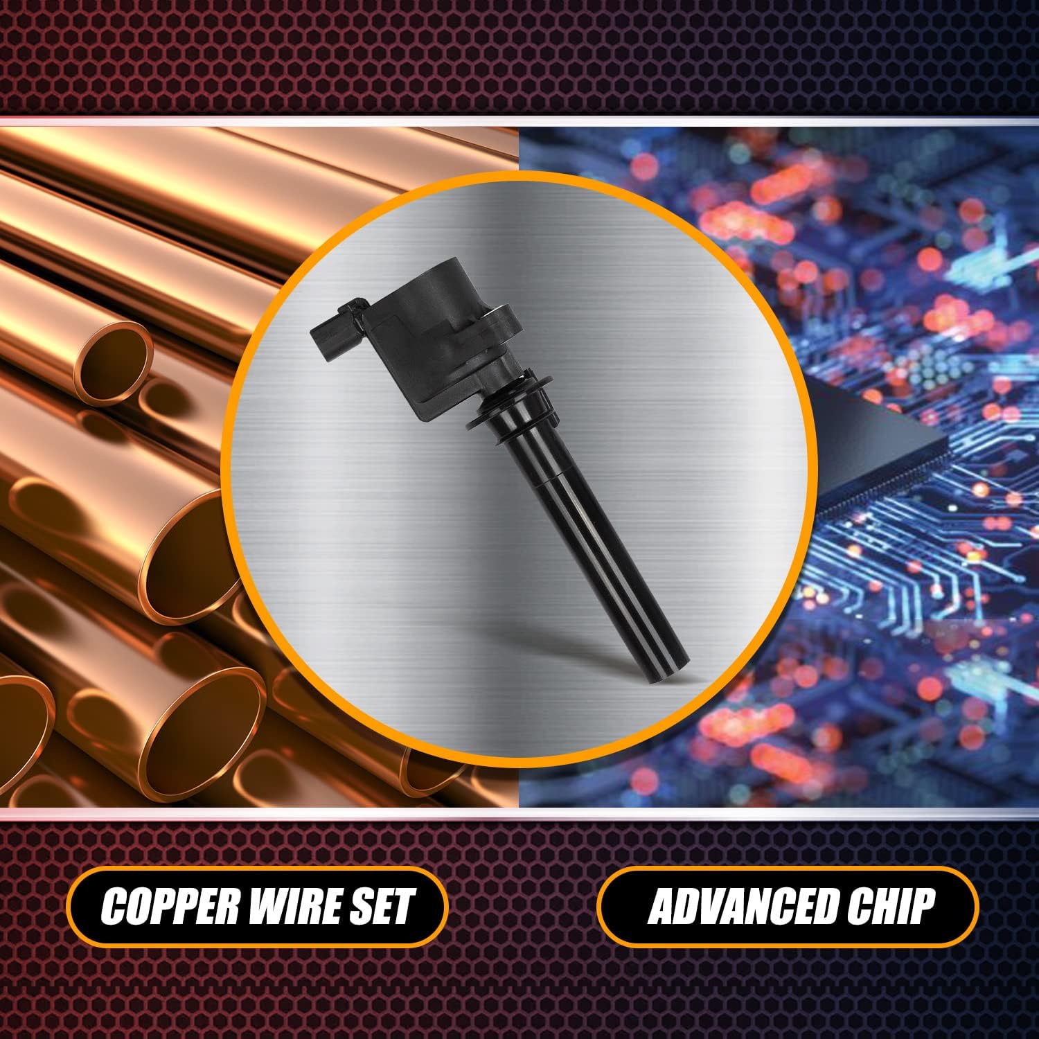 RANSOTO Ignition Coil Pack DG500 & Iridium Spark Plugs SP493 Compatible with 2001-2008 Ford Escape, Five Hundred, Freestyle, Taurus Mazda Tribute Mercury Mariner Sable Montego 3.0L Set of 6