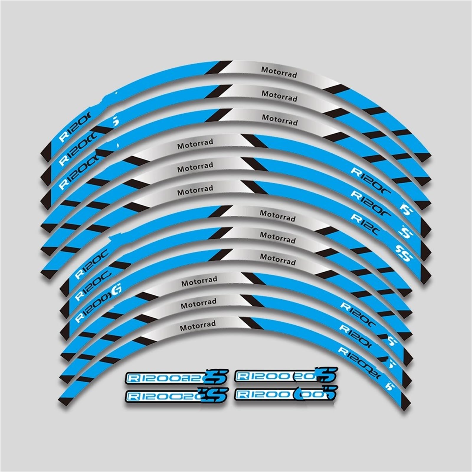 Motorrad Räder Hub Aufkleber Felge Reifen Streifen Dekorative Aufkleber Decals Set Für R1200gs R 1200GS 1200 R1200 GS(Set Meal 8)