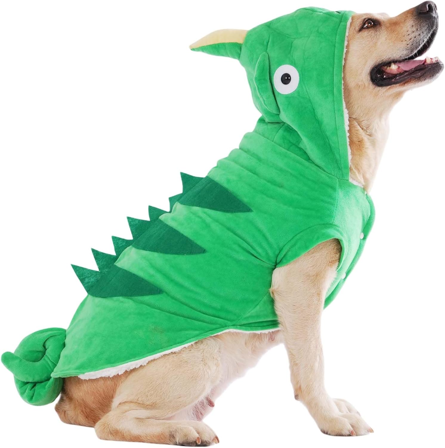 Chameleon Dog Costume for Halloween,Winter Fleece Pet Cat Coat Jacket for Small Medium Large Dog,Pet Funny Clothes Hoodie Labrador Bulldog Chihuahua(Green, 2XL)
