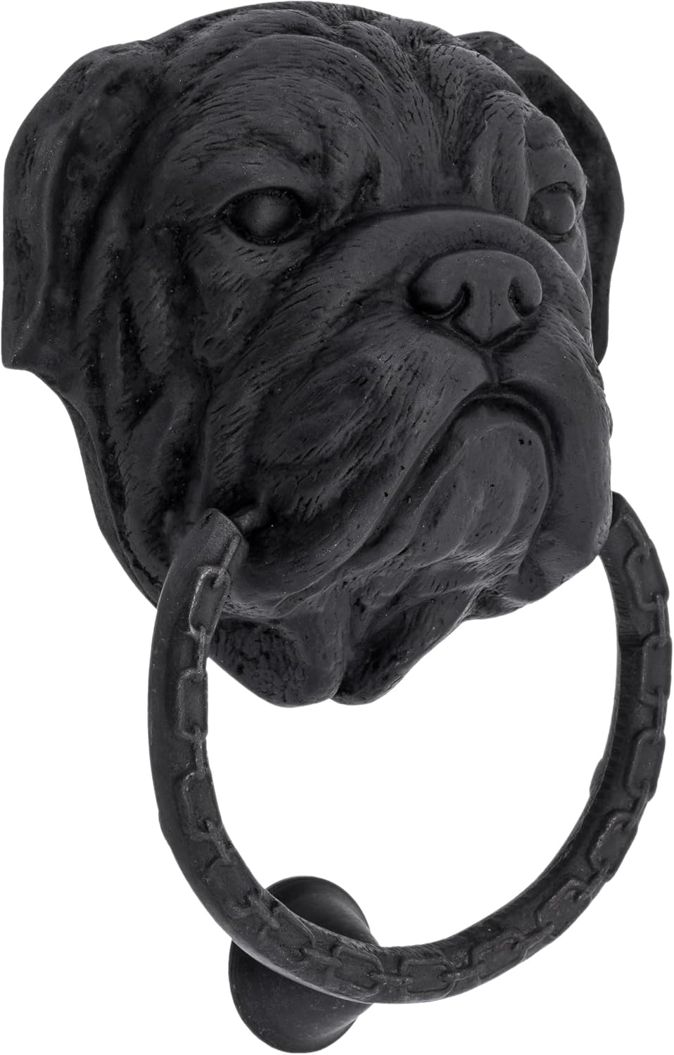 Bulldog Door Knocker, 7.1 inches, Solid Brass, Heavy 2.4lb, Unlacquered Finish (Black Oxide)
