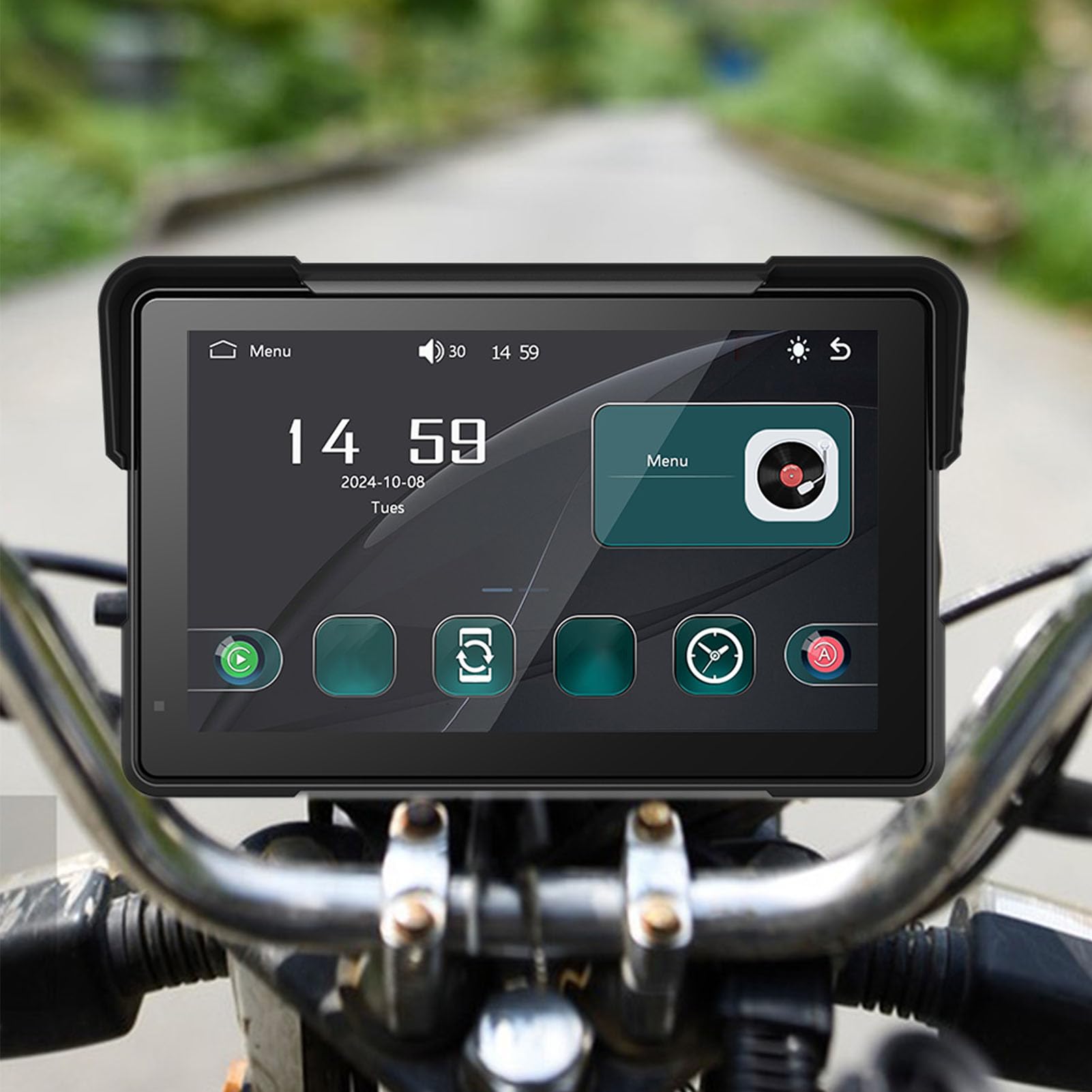 Luocute System Nawigacji Motorbike GPS, łączność Słuchawek, 7 -calowy Ekran IPS HD, Wodoodporny, łatwa Instalacja, dla CarPlay, z Assistant, Przewodowe Zdalne Sterowanie
