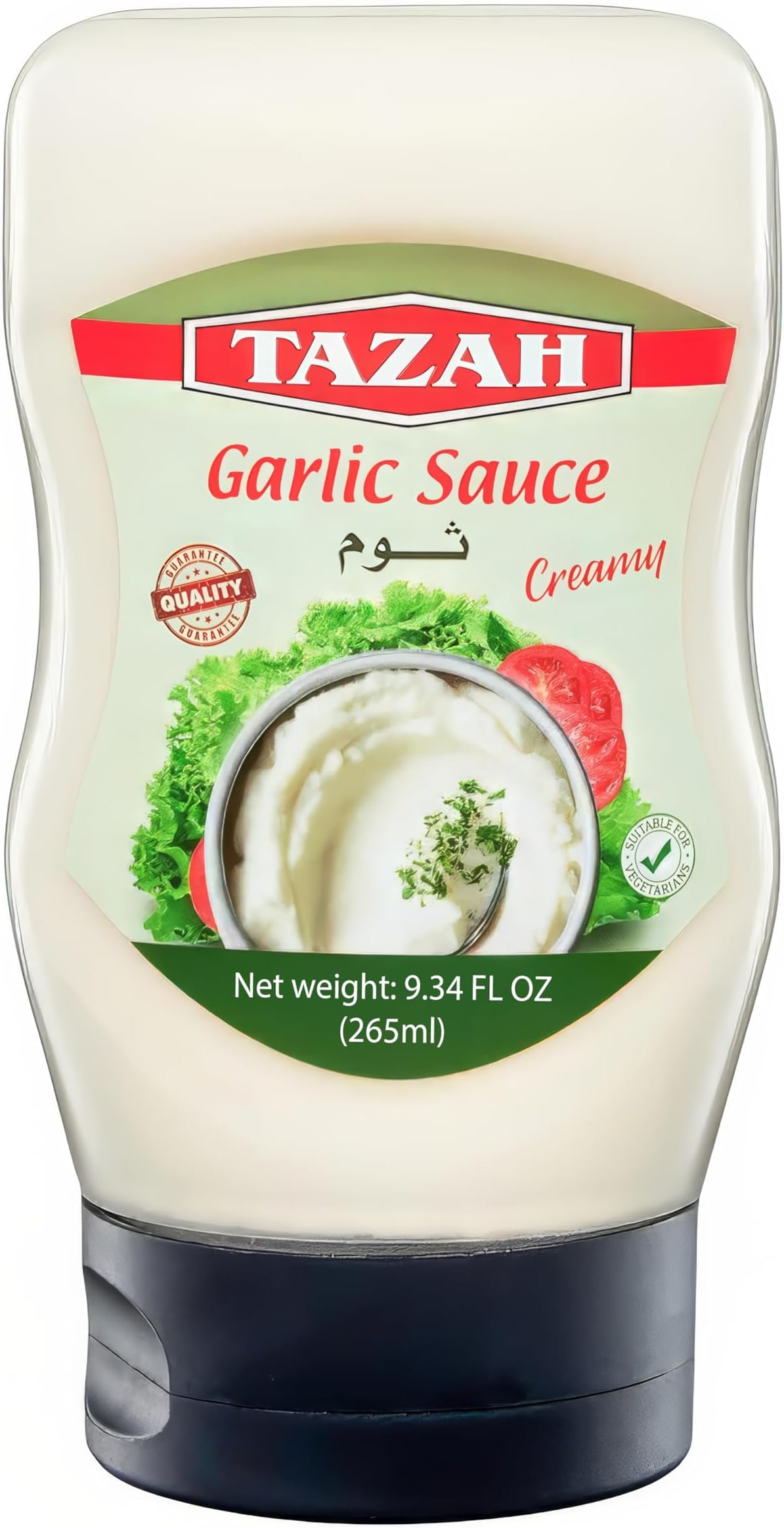 Tazah Lebanese Garlic Sauce 9.34 Fl Oz Squeezable Bottle Authentic Middle Eastern Creamy Garlic Dressing Great for Shawarma Falafel & More (ุซูู
Toum)