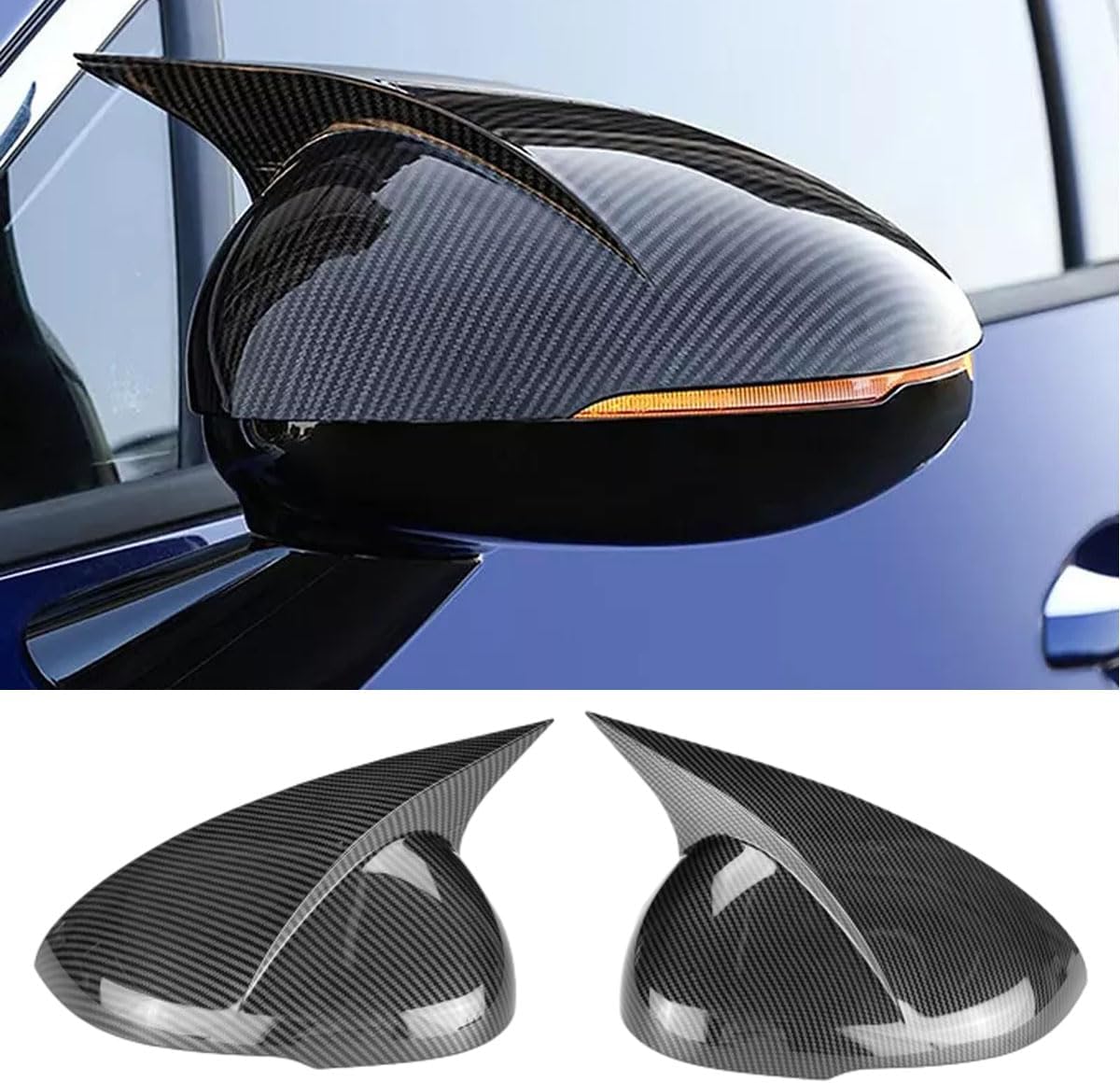 2Pcs Mirror Covers Car Side Mirror Caps Rearview Mirror Covers for Kia K5 2021 2022 2023 2024 2025 2026,Carbon Fiber Look