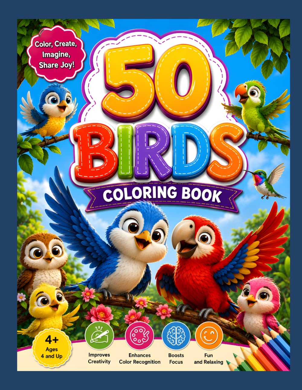 bird's drawing and colouring book: Lern ,fun , create , draw and colour