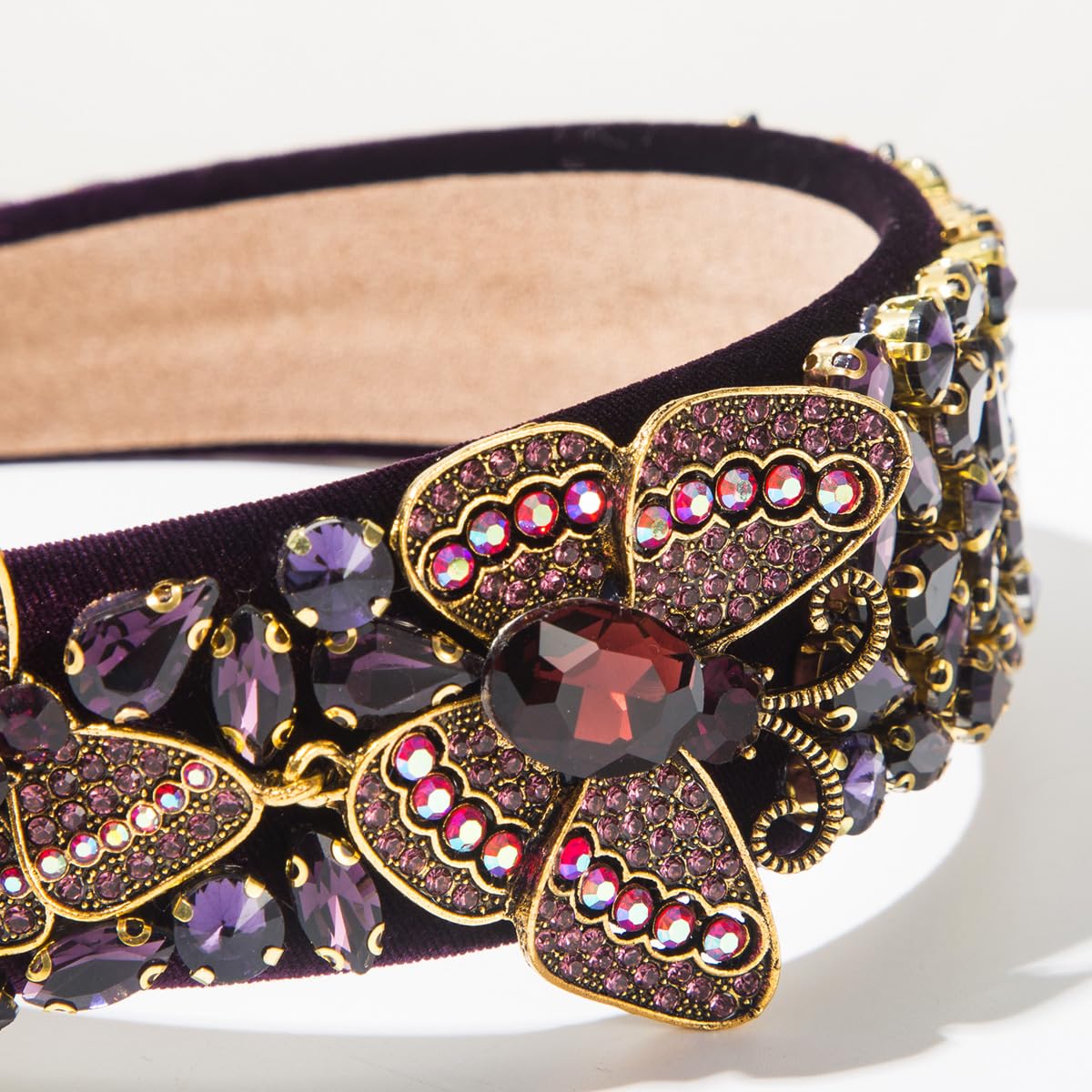 XSKL Dazzling Rhinestone Headband,Butterfly Headband for Women,Perfect for Party, Wedding,Formal Events, Valentine's Day, Casual Wear and Festival (Purple, M)