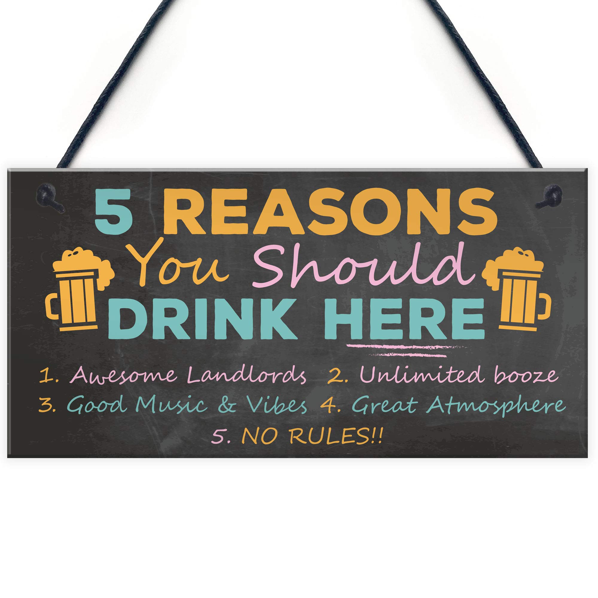 Red Ocean DRINK HERE Bar Sign Garden Plaque Landlord Gift Alcohol Man Cave Beer Gin Sign Gift