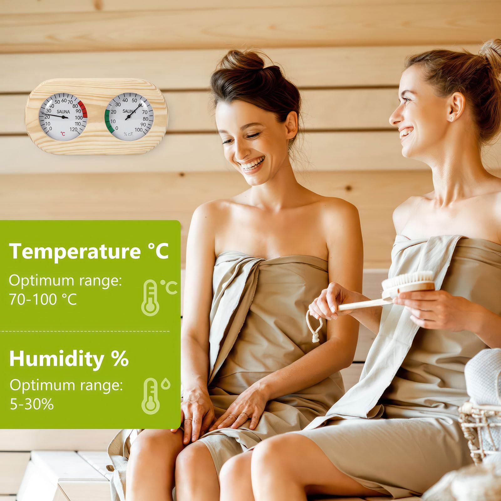 TFA 013 Voor sauna en stoombad, thermo-hygrometer, snel en nauwkeurig