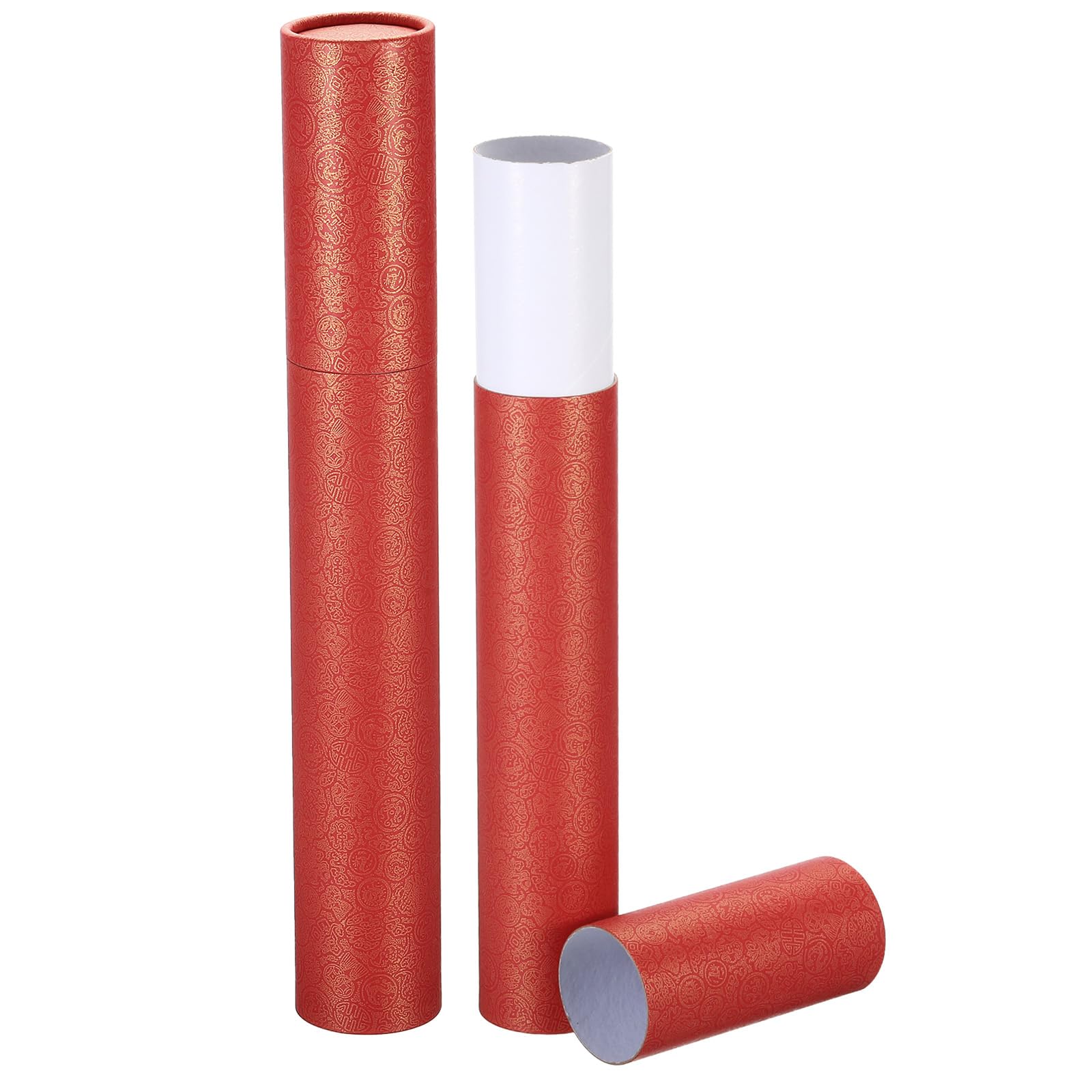 PATIKIL 2 Inch x 15 Inch Poster Tube, 2Pcs Photo Storage Tube Portable Shipping Mailing Tubes Calligraphy Painting Tubes Round Carrying Case for Storing Paper Art Map Documents, Red