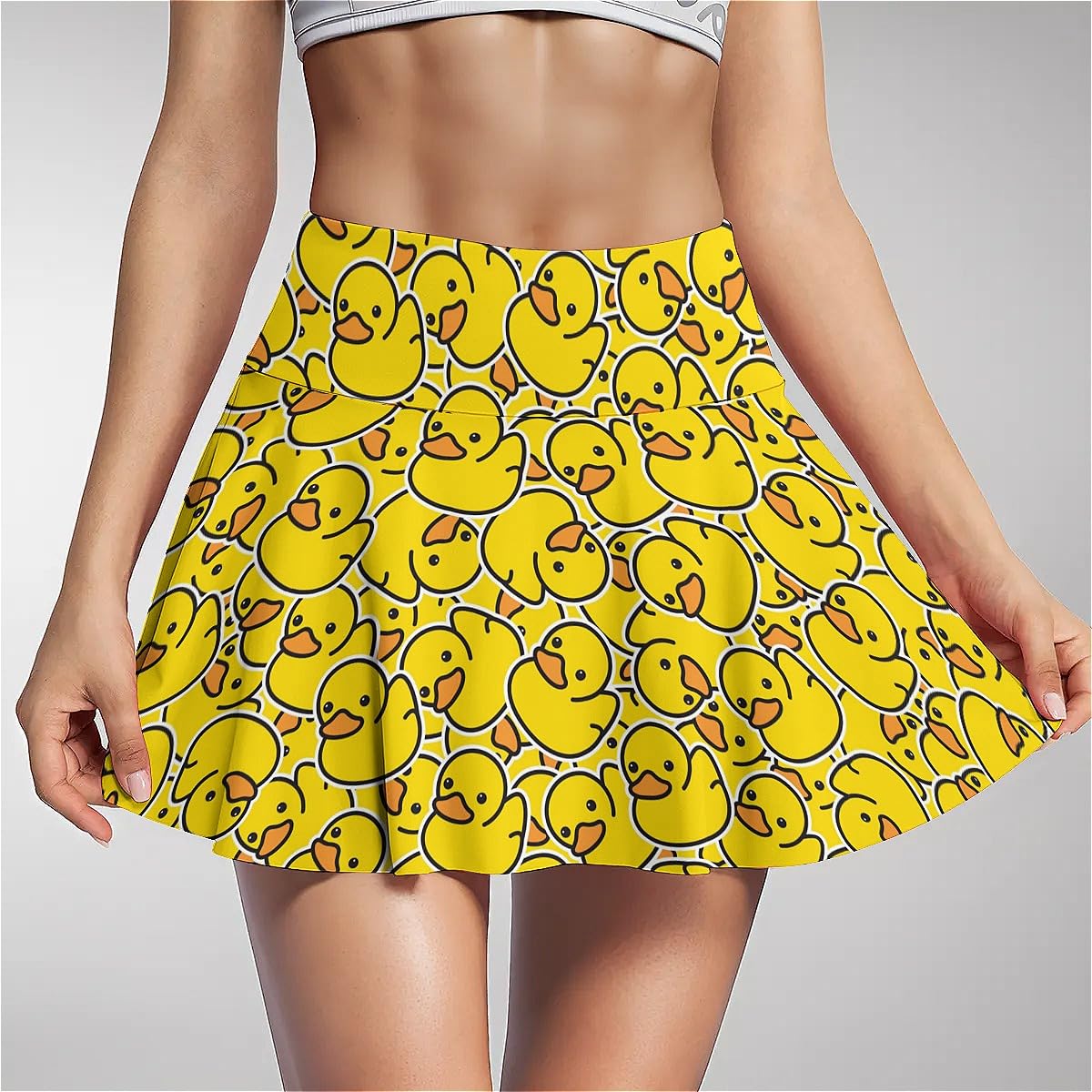 MSOKAZZLES Rubber Ducks Tennis Skirt for Women with Pockets Inner Shorts, High Waisted Athletic Golf Skorts for Running Workout Sports M