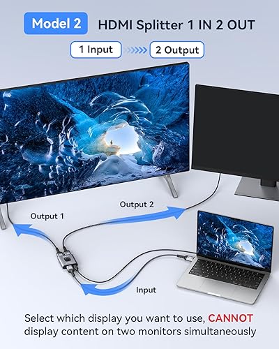 Miniatura 17 de GANA - Conmutador HDMI de aluminio bidireccional, con capacidad de 4k a 60 hercios y salida divisora de 2 en 1, hub HDMI HD manual apto para Xbox