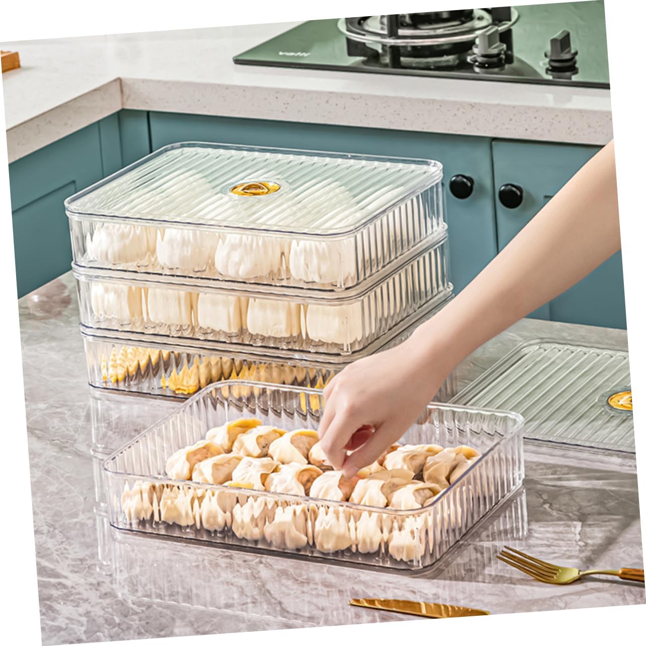 PRETYZOOM Kitchen Fridge Organizer Double Transparent Holder Vegetable Storage Container for Refrigerator Pet Material for Pantry and Freezer Organization