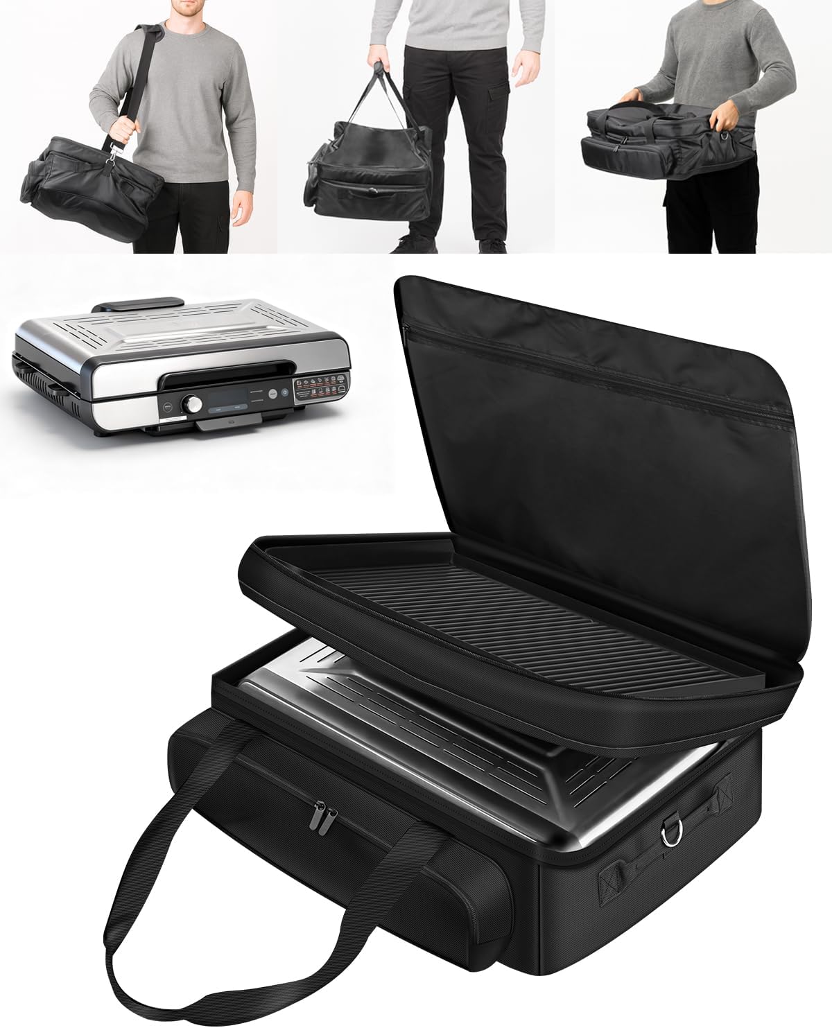 Carrying Bag for Ninja Sizzle Pro XL Indoor Griddle & Grill GX101 — 1280D Water-Resistant Oxford Shell — Cover for Ninja GX101 - Storage Case for Grill Plate & Accessories Tools, Bag Only