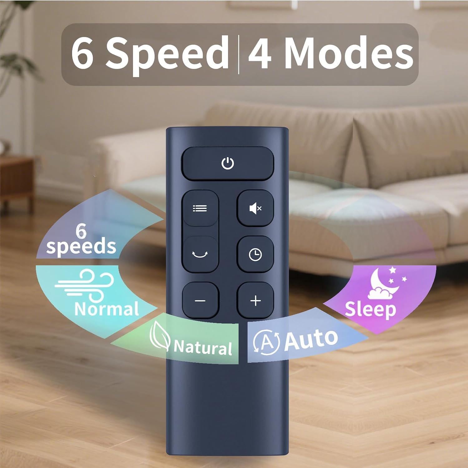 New Replacement Remote Control Compatible with Ezify 40" Tower Fan PX-TS001, 90° Oscillating, 6 Speeds, 4 Modes, Timer - Black