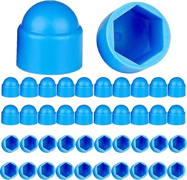 40 Pcs Bolt Protection Caps - Black/White/Gray/Red/Blue/Yellow - Fits M3-M24 Hex Bolts & Screws - Plastic Dome Covers for Exposed Fasteners Blue M3*6 * 9