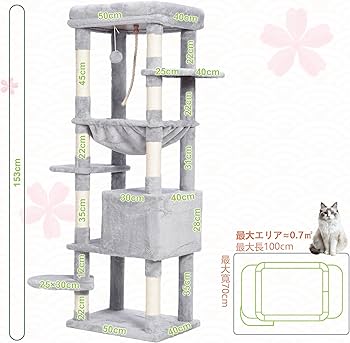 Amazon | Heybly キャットタワー 大型猫用 多頭飼い 超スリム 省