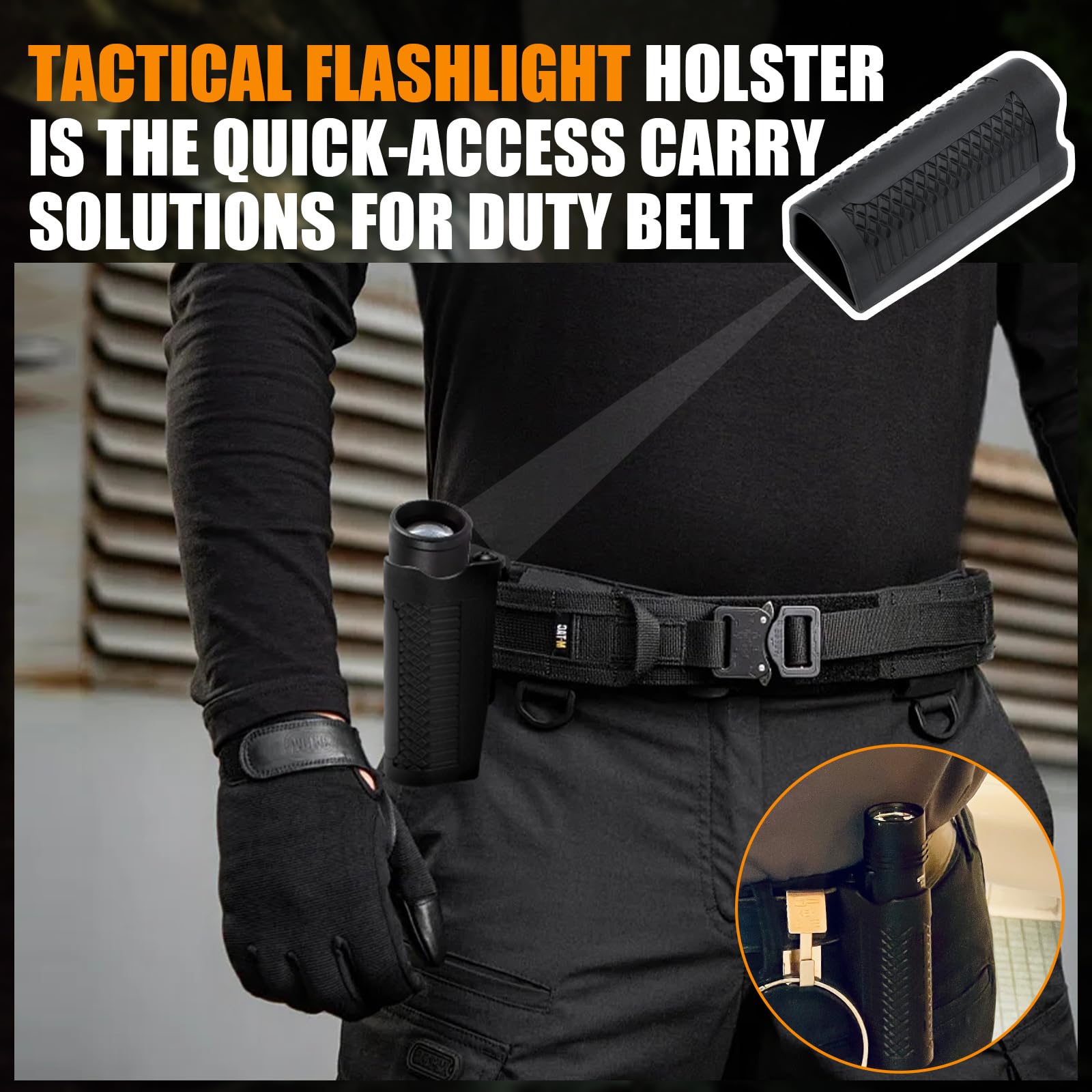 Taktische Taschenlampen-Holster 88051 für Streamlight ProTac HL – Gürtel-Taschenlampenhalter, kompatibel mit Streamlight Strion Taschenlampe, Schwarz