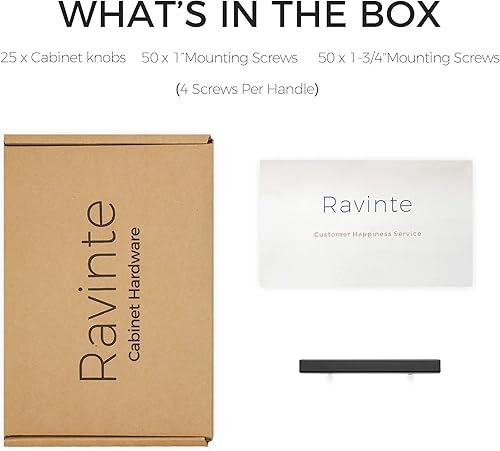Miniatura 7 de Ravinte Paquete de 25 tiradores cuadrados de 5 pulgadas de acero inoxidable negro mate para cajones de cocina, manijas de gabinete de 5 pulgadas de