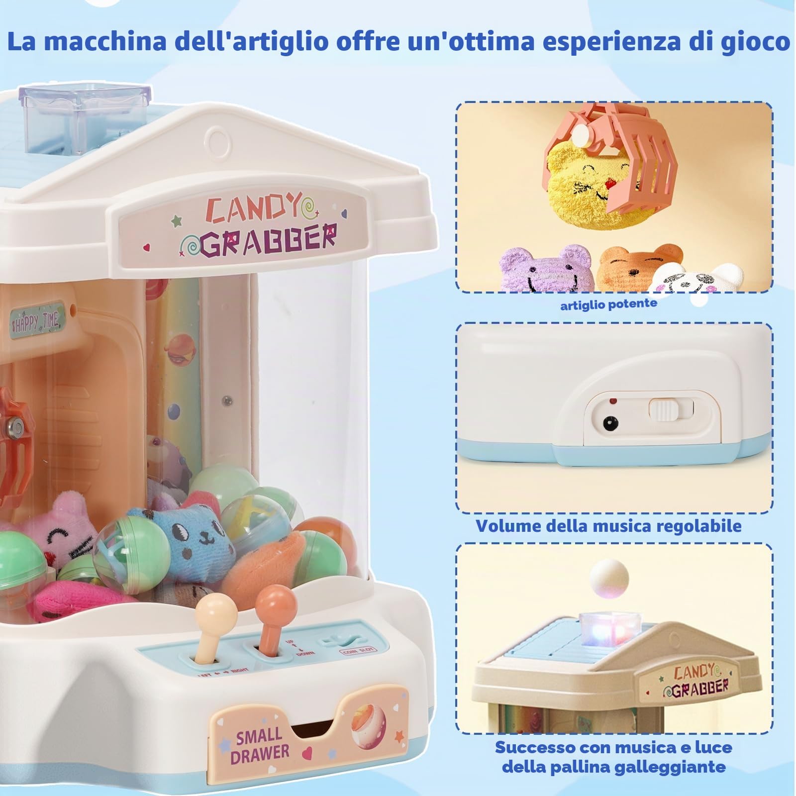 Candy Grabber Claw Macchina Per Bambini Piccola Macchina Per Afferrare Caramelle Distributore Di Dolciumi Gioco Di Presa, Regalo Festivo Per Feste Di Compleanno E Natale Delle Bambine
