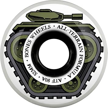BONES WHEELS ATF All Tank Skateboard Wheels, 52mm, 80A