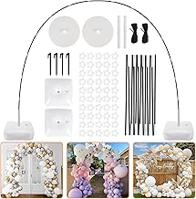RUBFAC Balloon Arch Kit, 8ft Tall & 9ft Wide Adjustable Balloon Arch Frame Stand with 2 PVC Bases,2 Water Fillable Bags, 50pcs Balloon Clips for Wedding Party Baby Shower Supplies Christmas Decoration