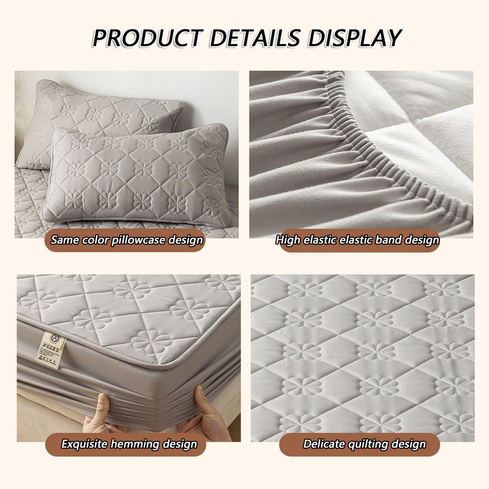 Wasserdichter Matratzenschoner,Gesteppter Matratzenbezug Spannbettlaken,Antibakterielle und Milbenhemmende Matratzenauflage für das Schlafzimmer im Haus(Darkgray,200x220cm)