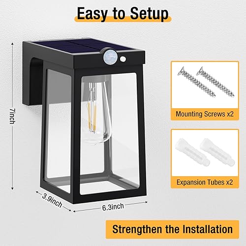 Miniatura 6 de Luces solares de pared con sensor de movimiento para exteriores, luces solares inalámbricas para porche con 2 modos e impermeables, luces LED