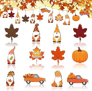 12Pcs Thanksgiving Ornaments Decorations Fall Tree Wooden Ornaments with Orange Maple Leaf Pumpkin Hanging Ornament Holiday Party Supplies Autumn Tree Ornament Decor for Home Decorations