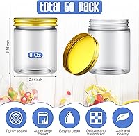 Vista 2 de Tanlade 50 recipientes de plástico transparente de 8 onzas con tapas de rosca rellenables, redondos, vacíos, de plástico, para cosméticos, boca