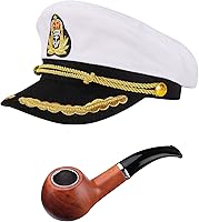 Vista 12 de Ibeauti Gorra unisex ajustable para adultos, disfraz de capitán Almirante, gorra de marinero para cosplay Negro