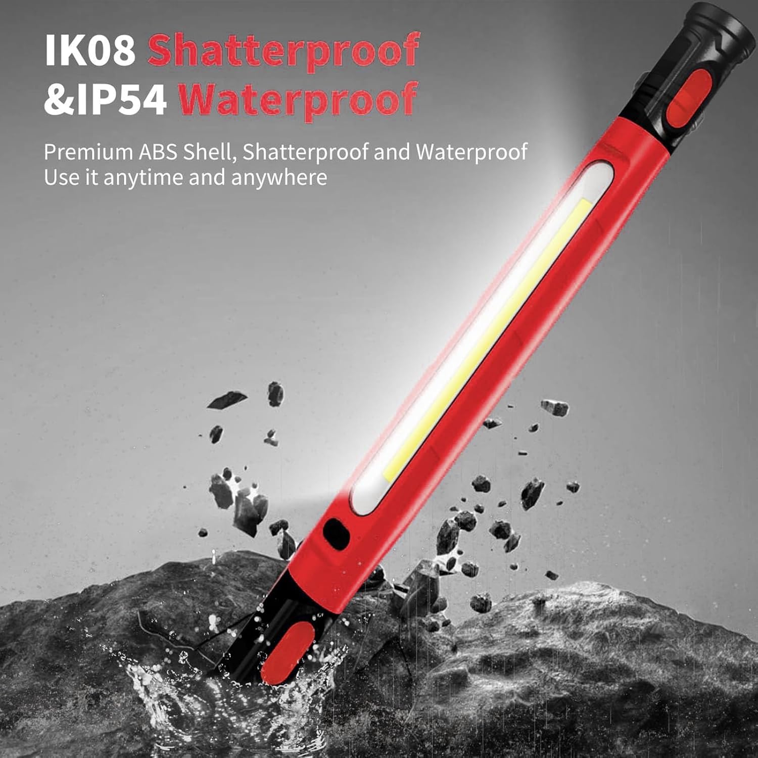 Luocute Magnet LED Work Light, 3000LM, 5200mAh Rechargeable Battery, Infrared Sensor, with Strong Magnets and Rotatable Hooks, for Car Repair Garage Emergency Workshop