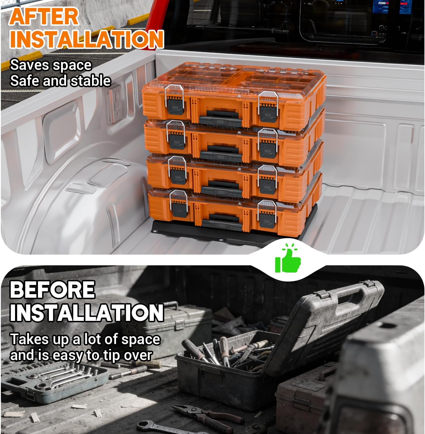 Full Width Mounting Plate for Klein MODbox, Heavy Duty Alloy Steel Toolbox Bracket with Mounting Holes, Modular Tool Storage System Accessory