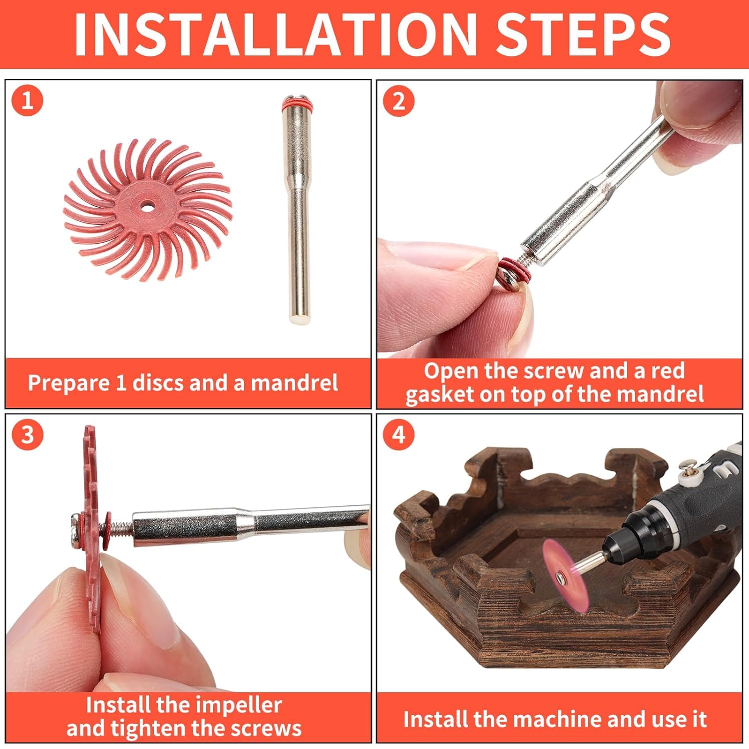 Lot de 76 disques abrasifs à poils radiaux pour brosse abrasive et polissage avec tige de 1/8" pour outils rotatifs de nettoyage de finition
