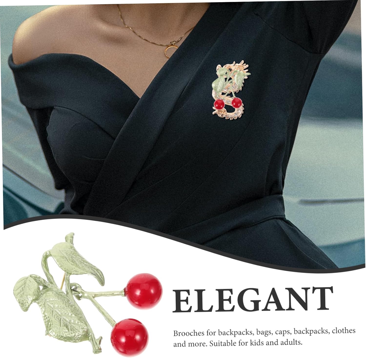 Didiseaon Unique Cherry Brooch Alloy Fashion Accessory Perfect Present for Boys and Girls Adults and Classmates
